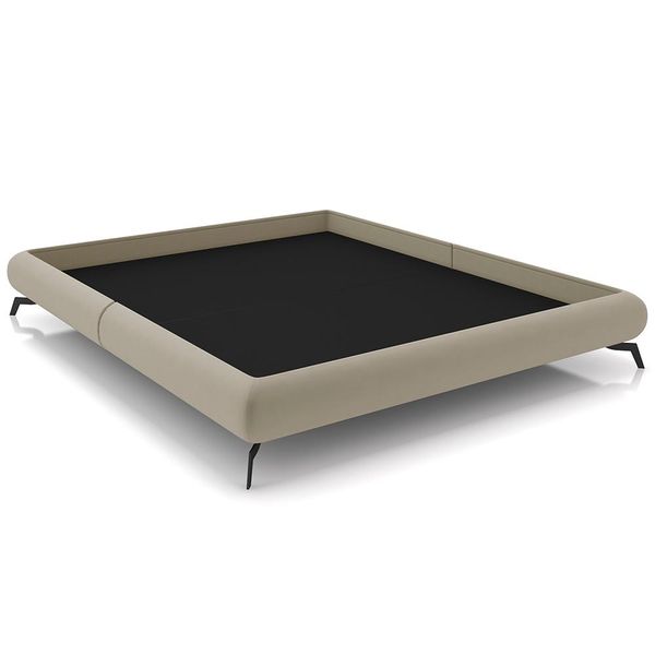 Cama Casal Base Box Pés de Ferro Estilo Industrial 156cm Otto P05 Veludo Bege - Lyam Decor