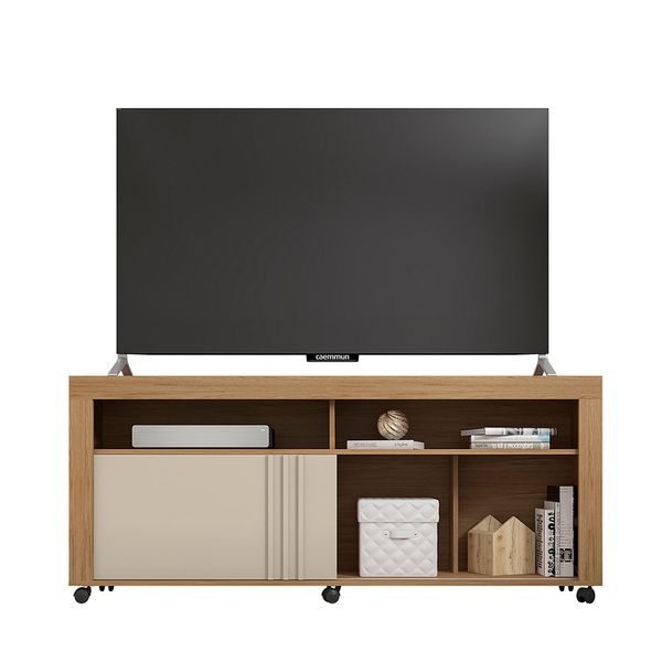 Rack Bancada para Tv até 60 Polegadas 1 Porta Joy Caemmun Buriti/off white
