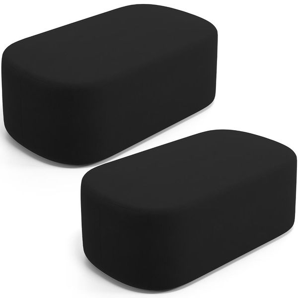 Kit 02 Puffs Decorativos Orgânicos Para Living Quarto 100cm Doha W01 Suede Preto - Lyam Decor