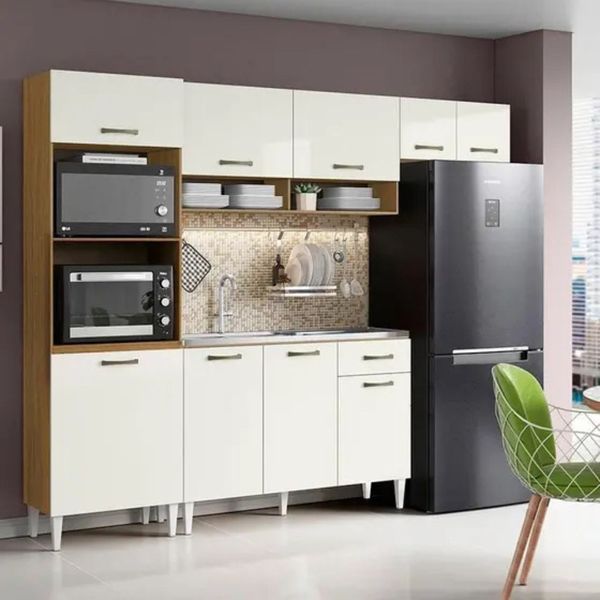 Cozinha Compacta 3 peças 6 portas e Balcão S/ Tampo Atenas Aramoveis