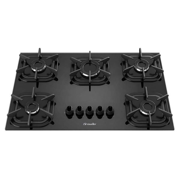 Cooktop 5 Bocas a Gás Mueller G4 com Mesa de Vidro Temperado Preto / Bivolt