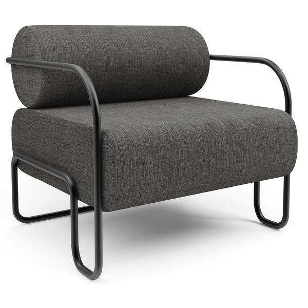 Poltrona Decorativa Pés Industrial Moscou L02 Linho Cinza Escuro - Lyam Decor