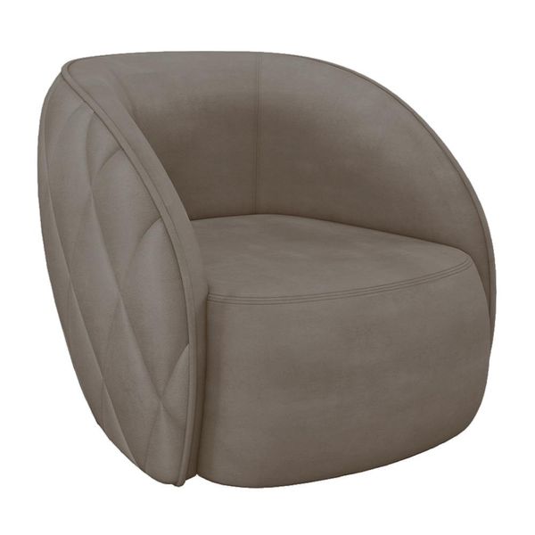 Poltrona Decorativa Para Sala Living Olimpo M03 Veludo Bege Escuro - Lyam Decor