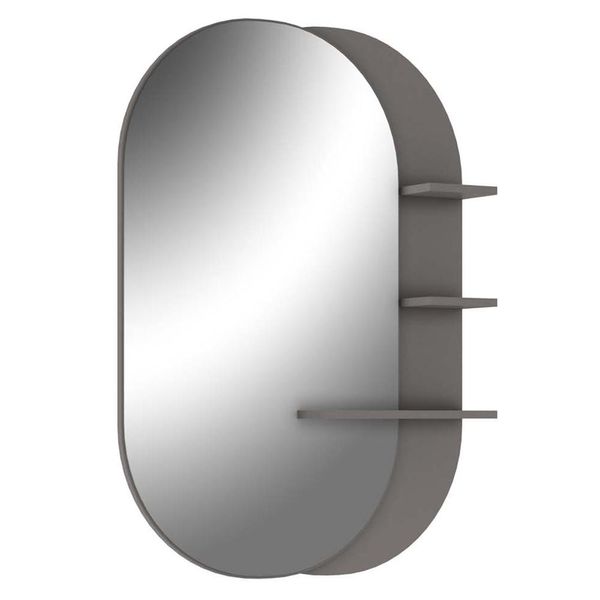 Espelho Decorativo Para Banheiro 70 cm Com Prateleiras Vicenza B06 Magneto Nogal - Lyam Decor