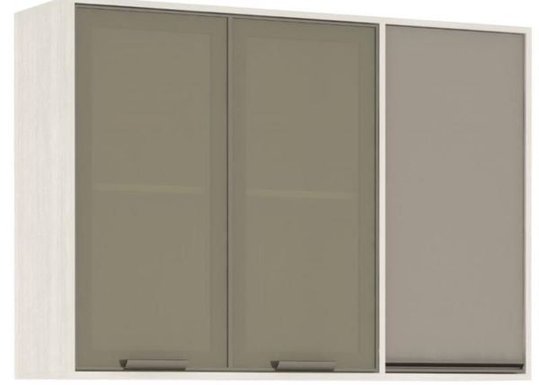 Armário Aéreo Línea 3 Portas de Vidro 120cm Luciane | Patina/Mocca Laca