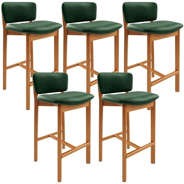 Kit 05 Banquetas Alta Para Cozinha Sala de Jantar Bar Dara L02 Couríssimo Verde Musgo - Lyam Decor