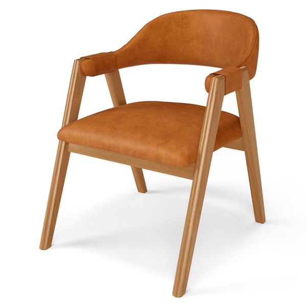 Cadeira de Jantar e Estar Living Estofada Nadja L02 Couríssimo Canela - Lyam Decor