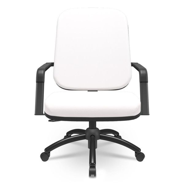 Cadeira de Escritório Giratória com Braço Preta Magno P03 Vinil Branco - Lyam Decor