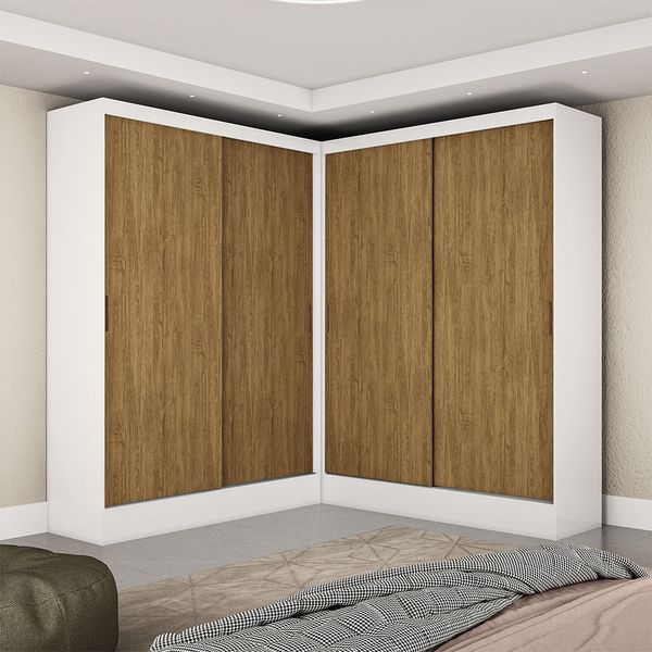 Closet Casal Duplo Belém 4 Portas 4 Gavetas Carioca Móveis Branco