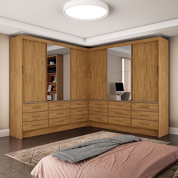 Closet Sevilha 6 Portas Casal Duplo Plus 18 Gavetas Carioca Moveis Branco