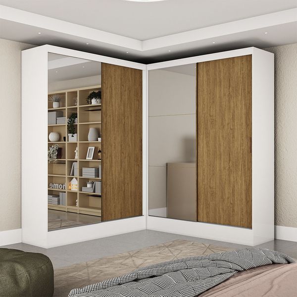 Closet Casal Duplo Belém 4 Portas Plus 4 Gavetas Carioca Móveis Branco