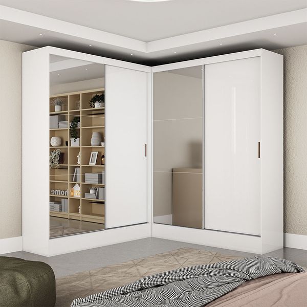 Closet Casal Duplo Belém 4 Portas Plus 4 Gavetas Carioca Móveis Branco
