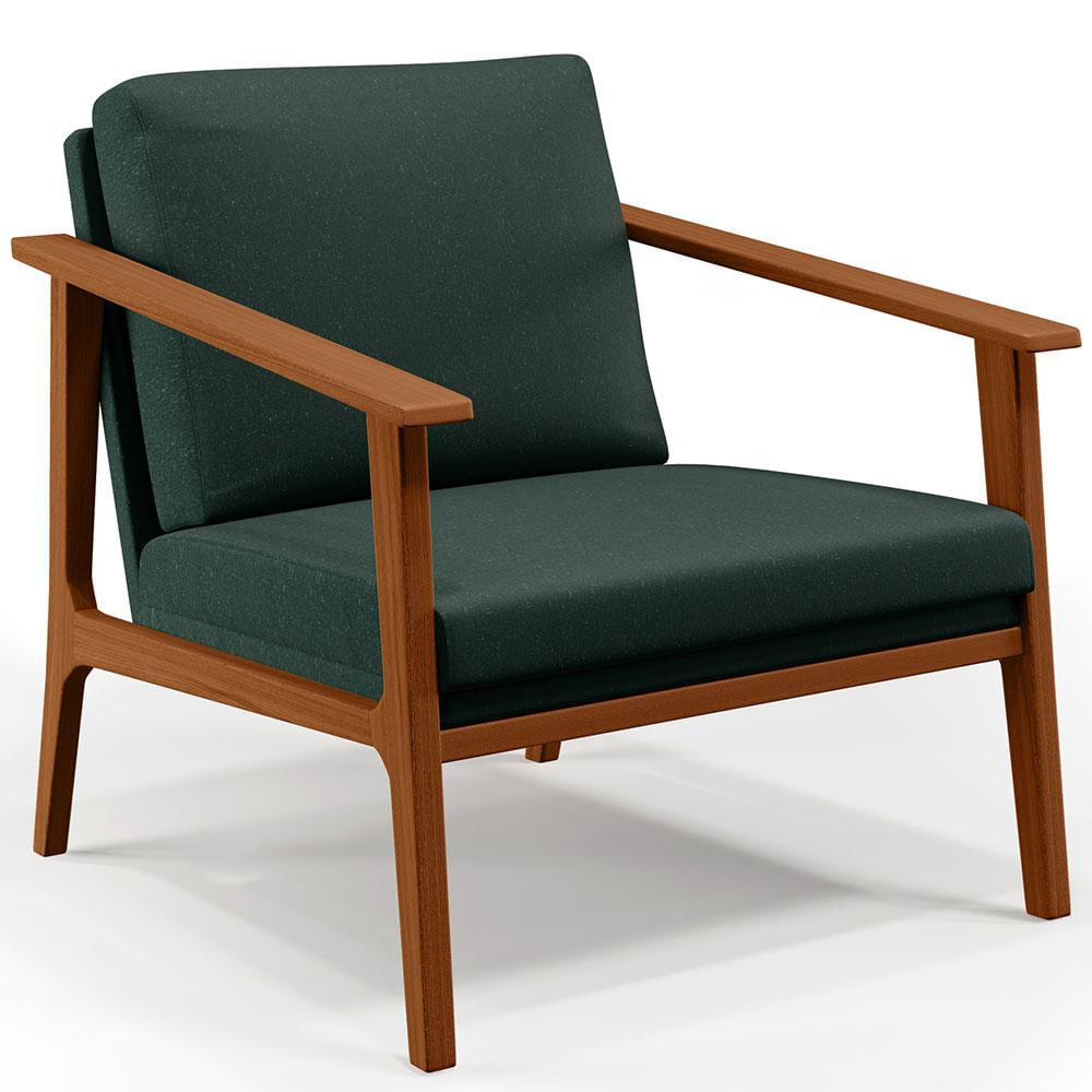 Poltrona Decorativa Para Sala de Estar Petra B04 Linho Verde Musgo - Lyam Decor