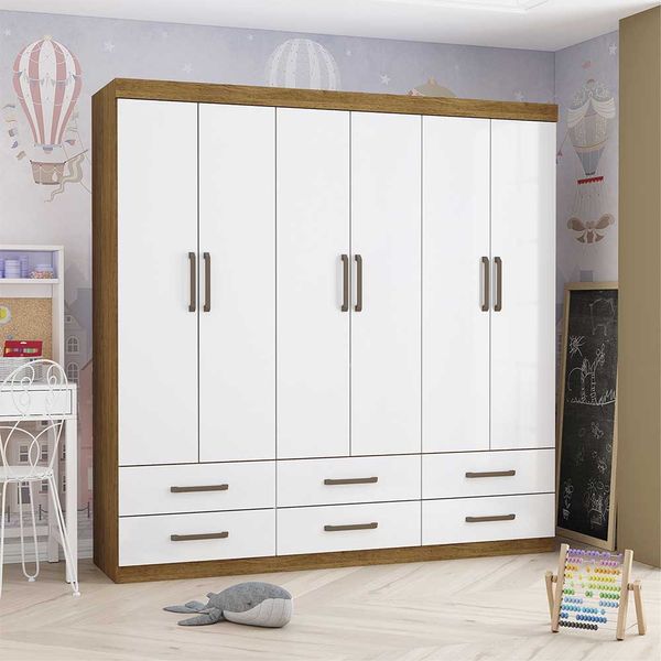Guarda Roupa Infantil Ariel 6 Portas 6 Gavetas Branco