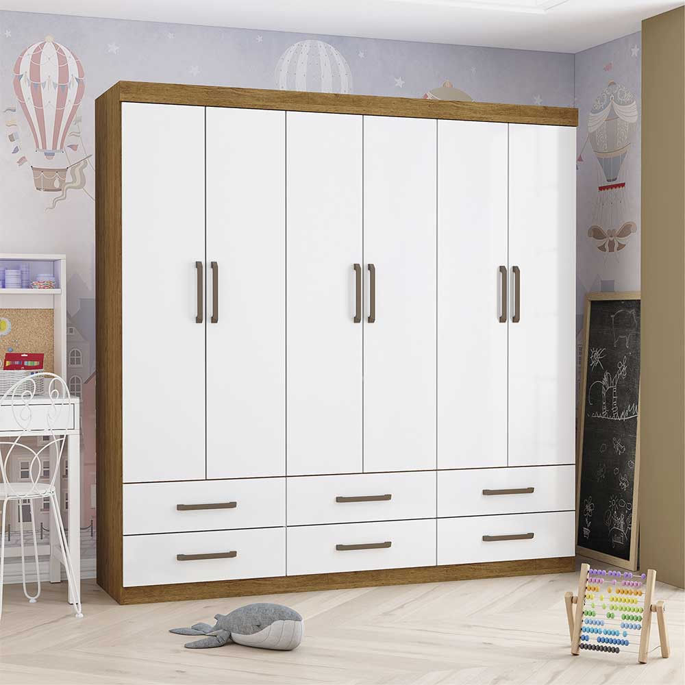 Guarda Roupa Infantil Ariel 6 Portas 6 Gavetas