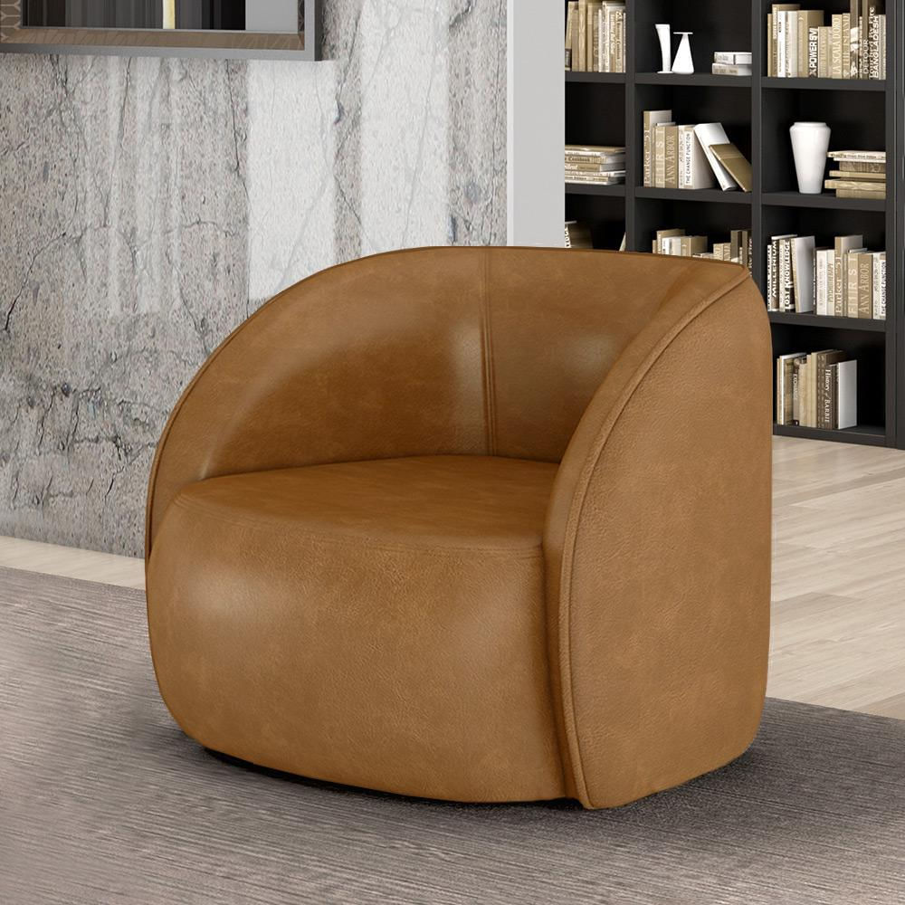 Poltrona Decorativa Sala de Estar Clarke PU Caramelo Manchado G45 - Gran Belo