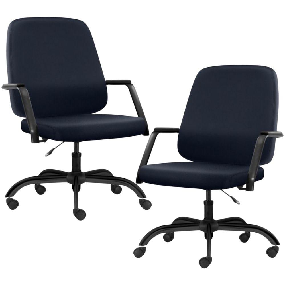Kit 02 Cadeiras Executiva Diretor Base Giratória Hub F02 Sintético Azul - Lyam Decor