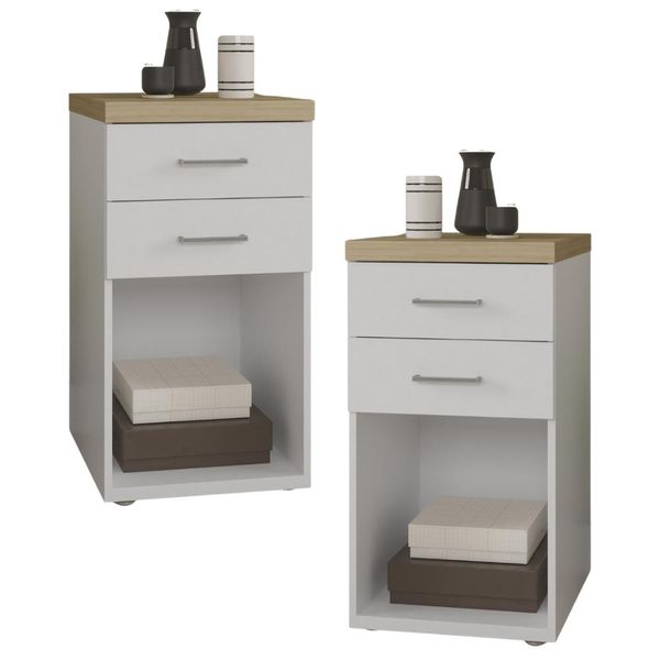 Kit 02 Gaveteiros Para Escritório Home Office 2 Gavetas Orly A02 Olmo Branco - Lyam Decor