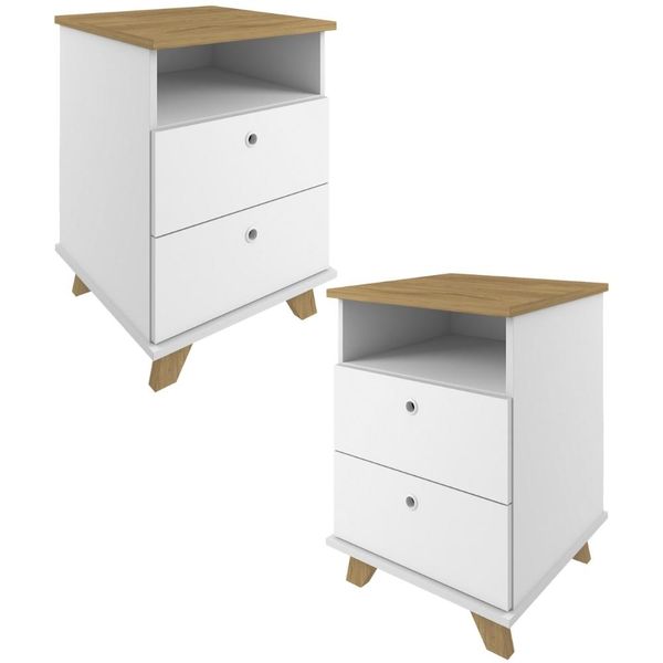 Kit 02 Gaveteiros Para Escritório Home Office 2 Gavetas Diem A02 Olmo Branco - Lyam Decor