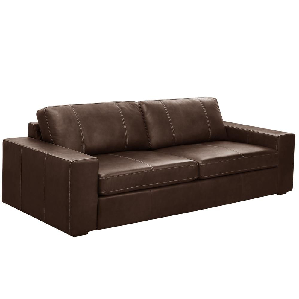 Sofá 2 Lugares Para Sala de Estar Living 150cm Aurora L06 Couro Marrom Café - Lyam Decor