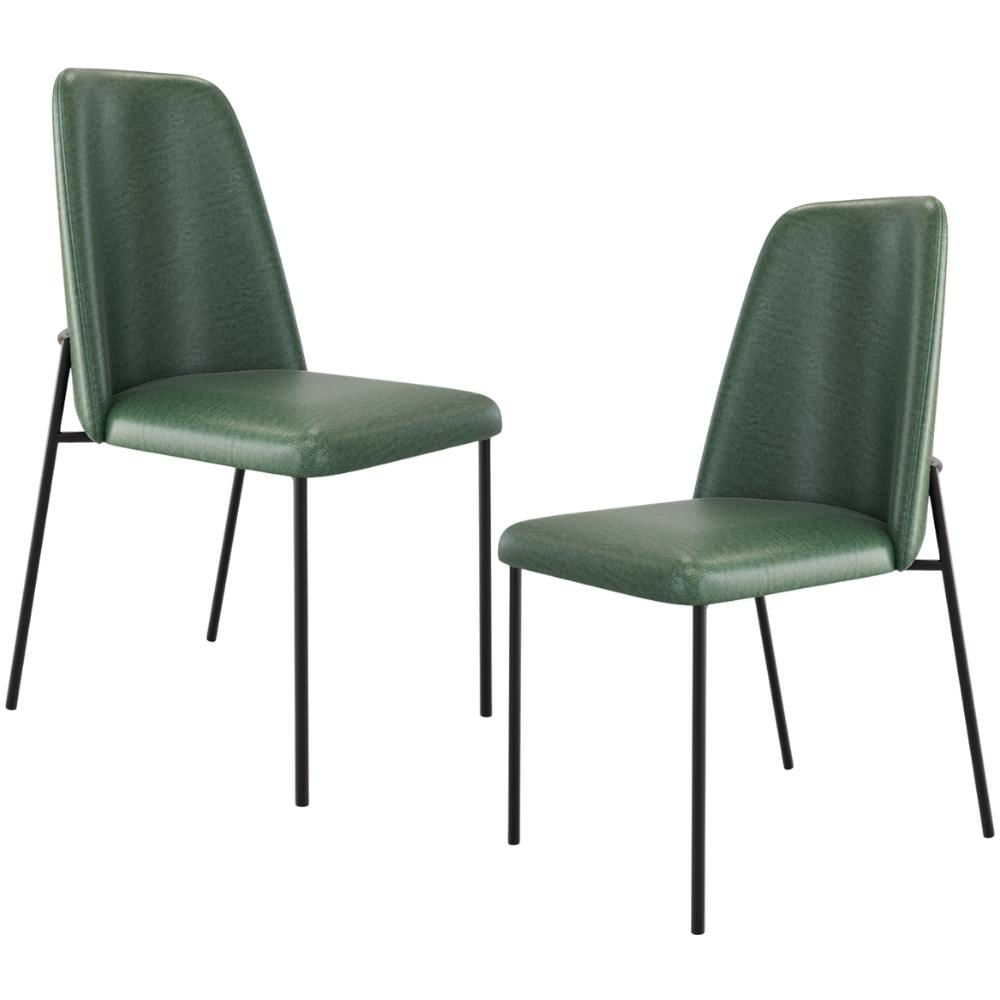 Kit 02 Cadeiras Decorativa Estofada Para Sala De Jantar Bella L02 Couríssimo Verde - Lyam Decor