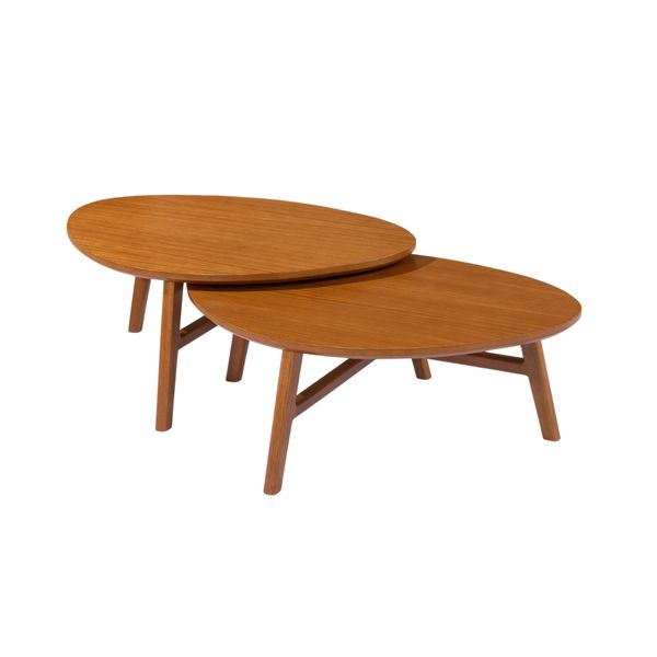 Mesa de centro para sala grande organica Manaus base madeira
