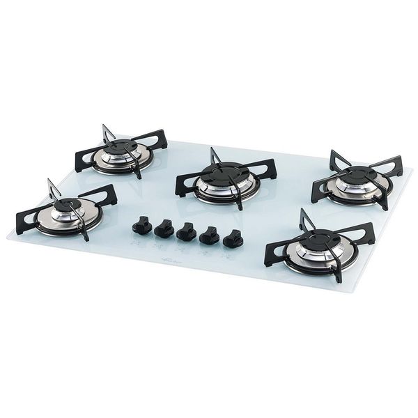 Cooktop a Gás 5 bocas Mesa Vidro Fischer 1642 Branco / Bivolt