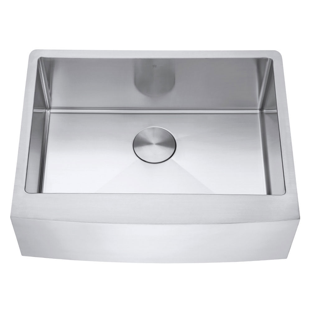 Kit Cuba Farmhouse Aço Inox 1mm Escovado SA105-PP 65,3x51,4x22,8cm + Válvula com Cesto Aço Inox Escovado 4-1/2