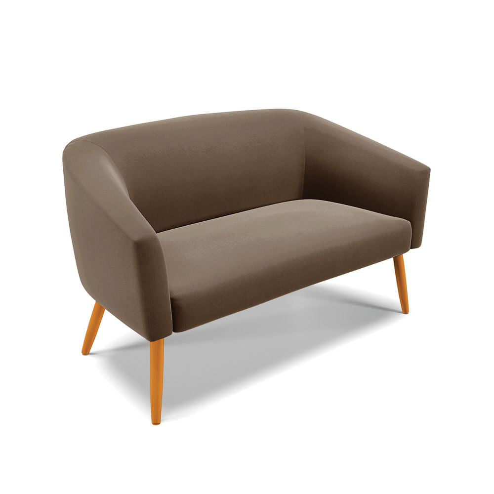Namoradeira 02 Lugares Stella Suede Marrom Pés Palito Castanho - D'Rossi