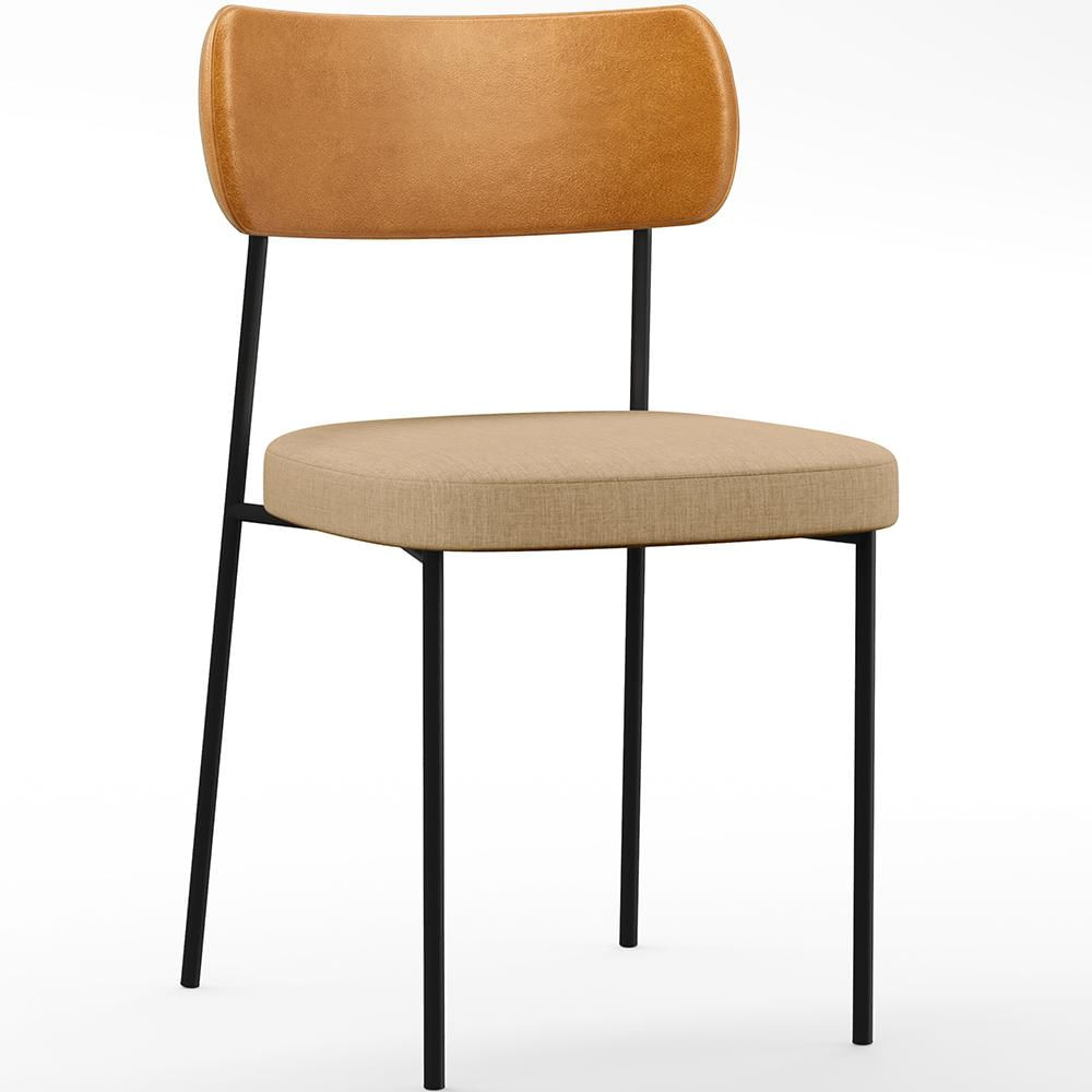 Cadeira Decorativa Para Sala De Jantar Melina L02 Couríssimo Whisky Linho Bege Escuro - Lyam Decor