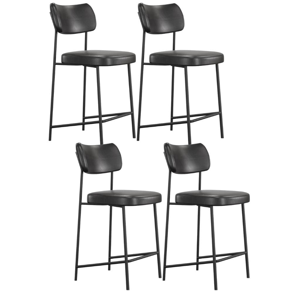 Kit 04 Banquetas Baixa Bar Cozinha Sala De Jantar Preto Elira L02 Couríssimo Preto - Lyam Decor