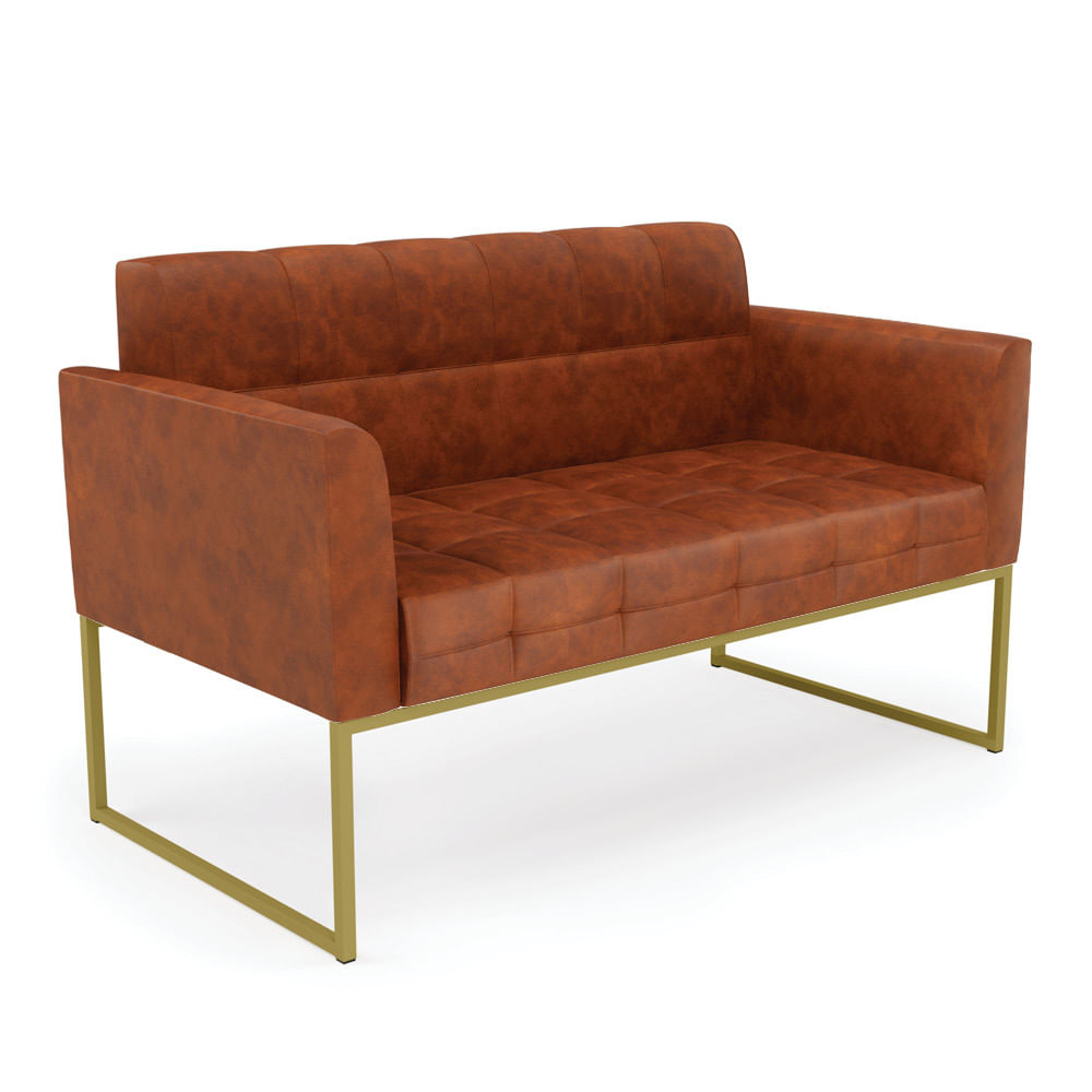 Sof  Namoradeira Elisa Corano Nozes Base Met lica Industrial Dourado - D'Rossi