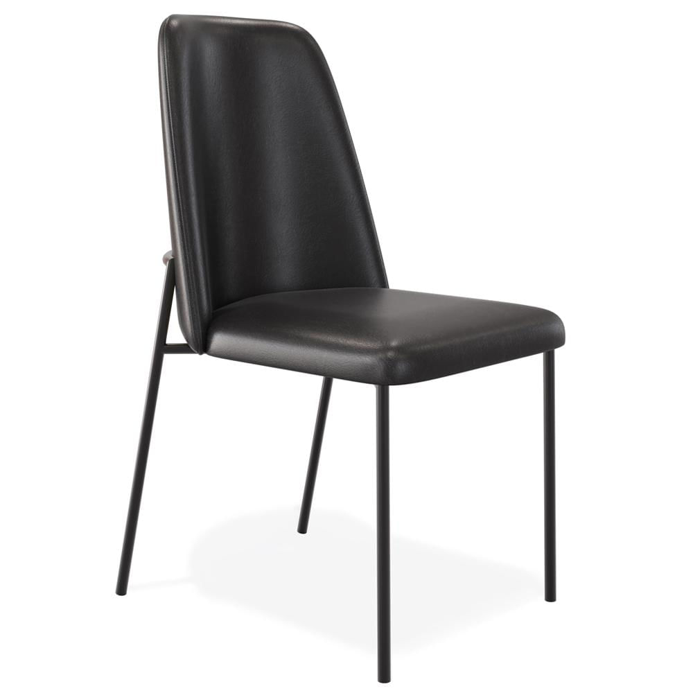 Cadeira Decorativa Estofada Para Sala De Jantar Bella L02 Couríssimo Preto - Lyam Decor