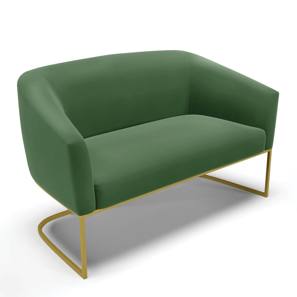 Sof  2 Lugares Namoradeira Industrial Dourado Stella Suede Verde D03 - D'Rossi