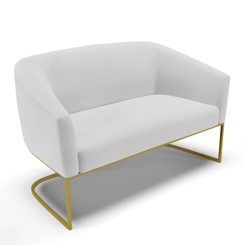 Sof 2 Lugares Namoradeira Industrial Dourado Stella Linho Cinza D03 - D'Rossi