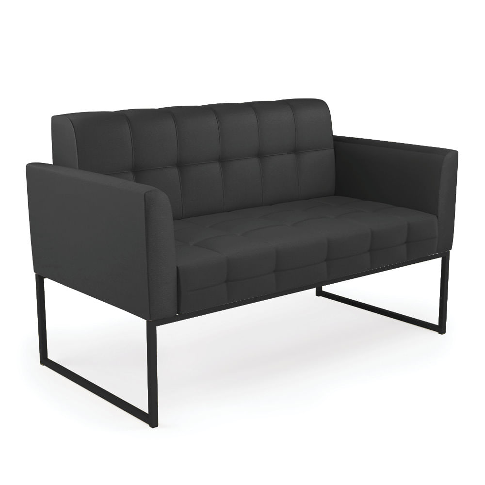 Sofá Namoradeira Elisa Corino Preto Base Metálica Industrial Preto - D'Rossi