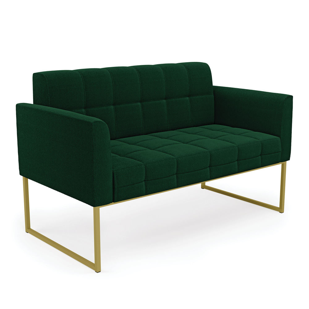 Namoradeira e Poltrona Industrial Dourado Elisa Bouclê Verde D03 - D'Rossi