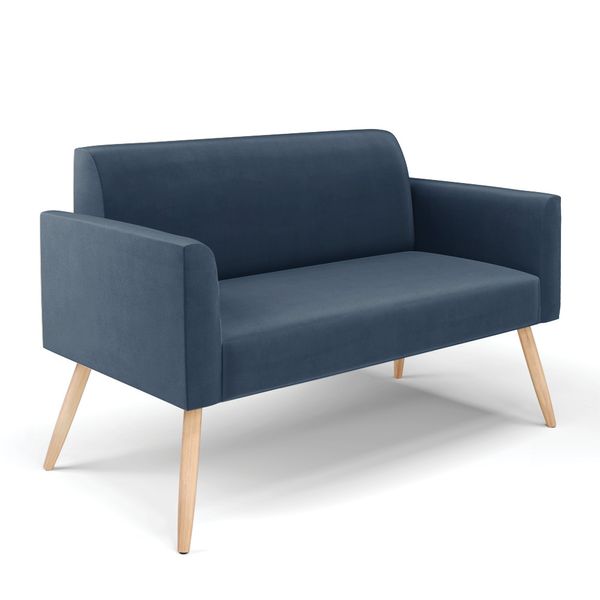 Sofá Namoradeira Pés Palito Natural Marisa Suede Azul Marinho D03 - D'Rossi