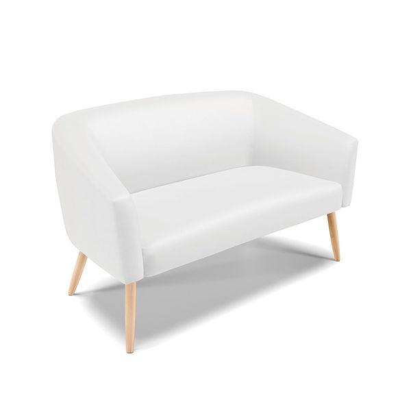Sofá 2 Lugares Namoradeira Pé Palito Natural Stella Sintético Branco D03 - D'Rossi