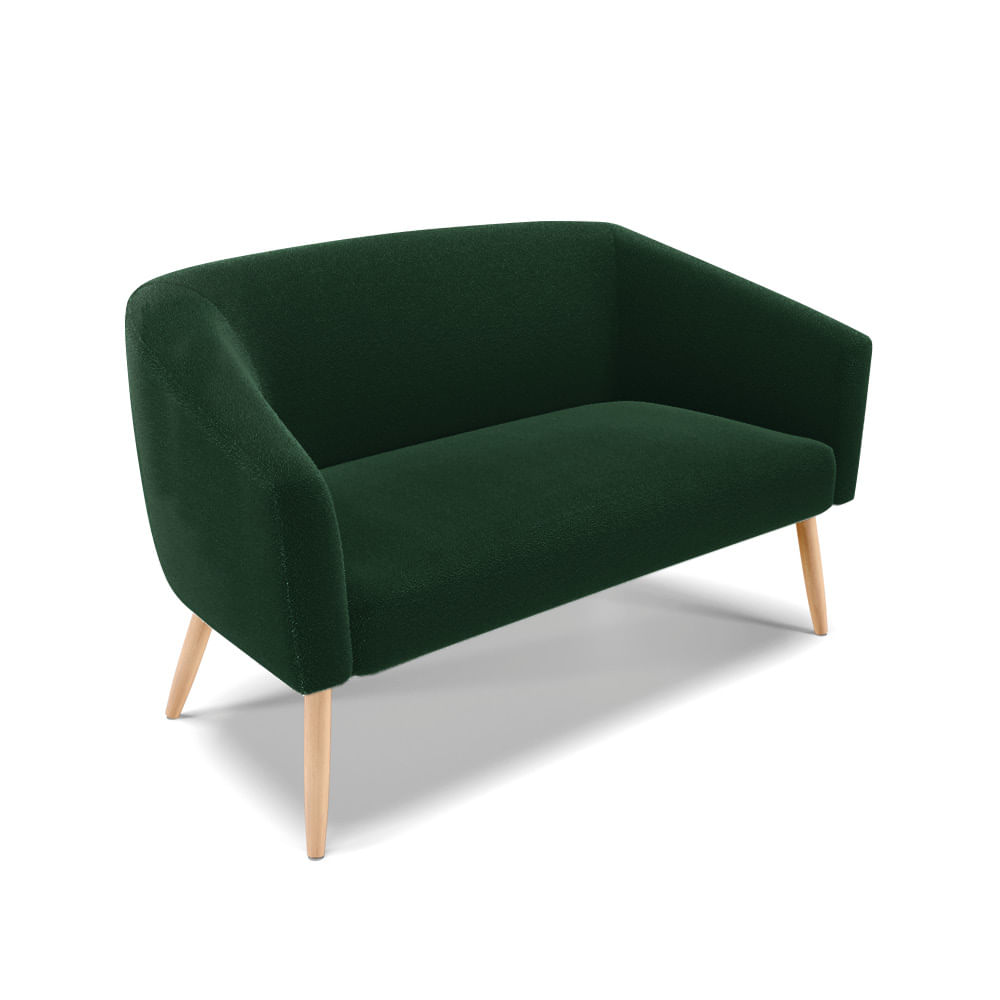 Sofá 2 Lugares Namoradeira Pé Palito Natural Stella Bouclê Verde D03 - D'Rossi