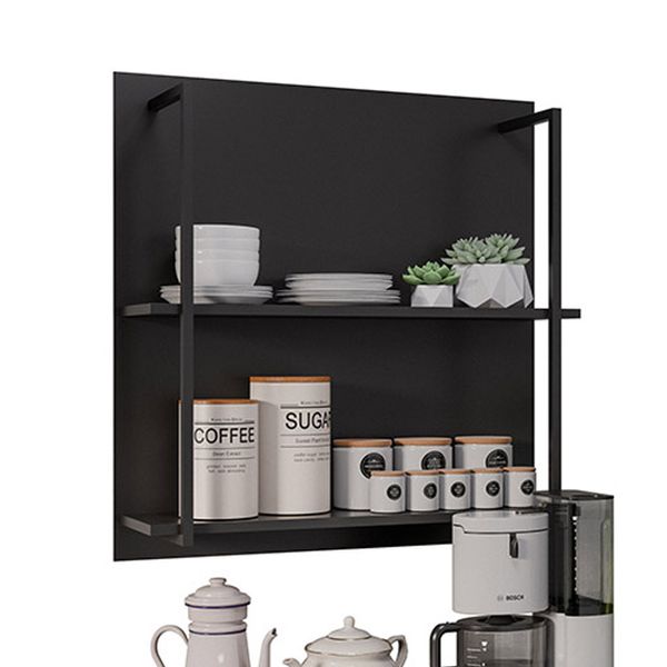 Prateleira Industrial Dupla Cozinha Suspenso Painel Parede Eri 70,5cm Preto - D'Rossi