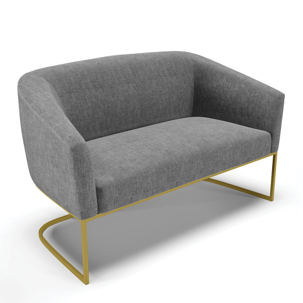 Sofá 2 Lugares Namoradeira Industrial Dourado Stella Linho Grafite D03 - D'Rossi