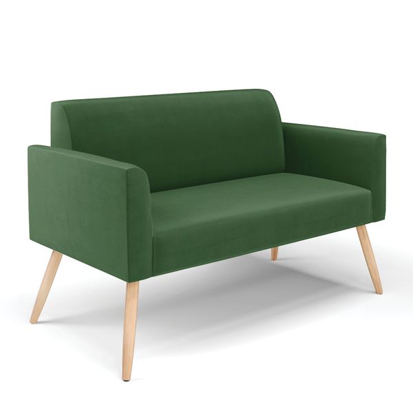 Sofá Namoradeira Pés Palito Natural Marisa Suede Verde D03 - D'Rossi