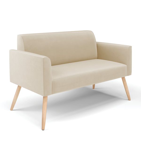 Sofá Namoradeira Pés Palito Natural Marisa Suede Bege D03 - D'Rossi