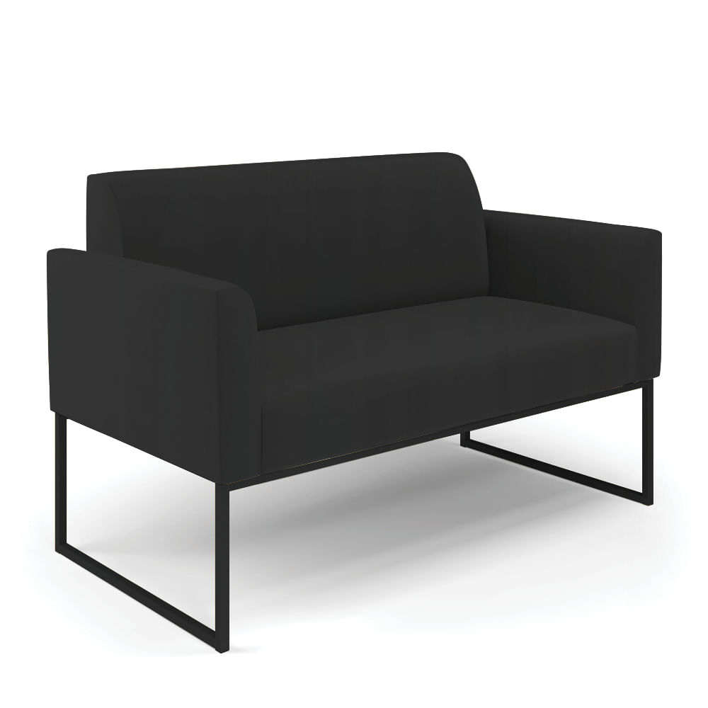 Sofá Namoradeira Base Industrial Preto Marisa Veludo Preto D03 - D'Rossi