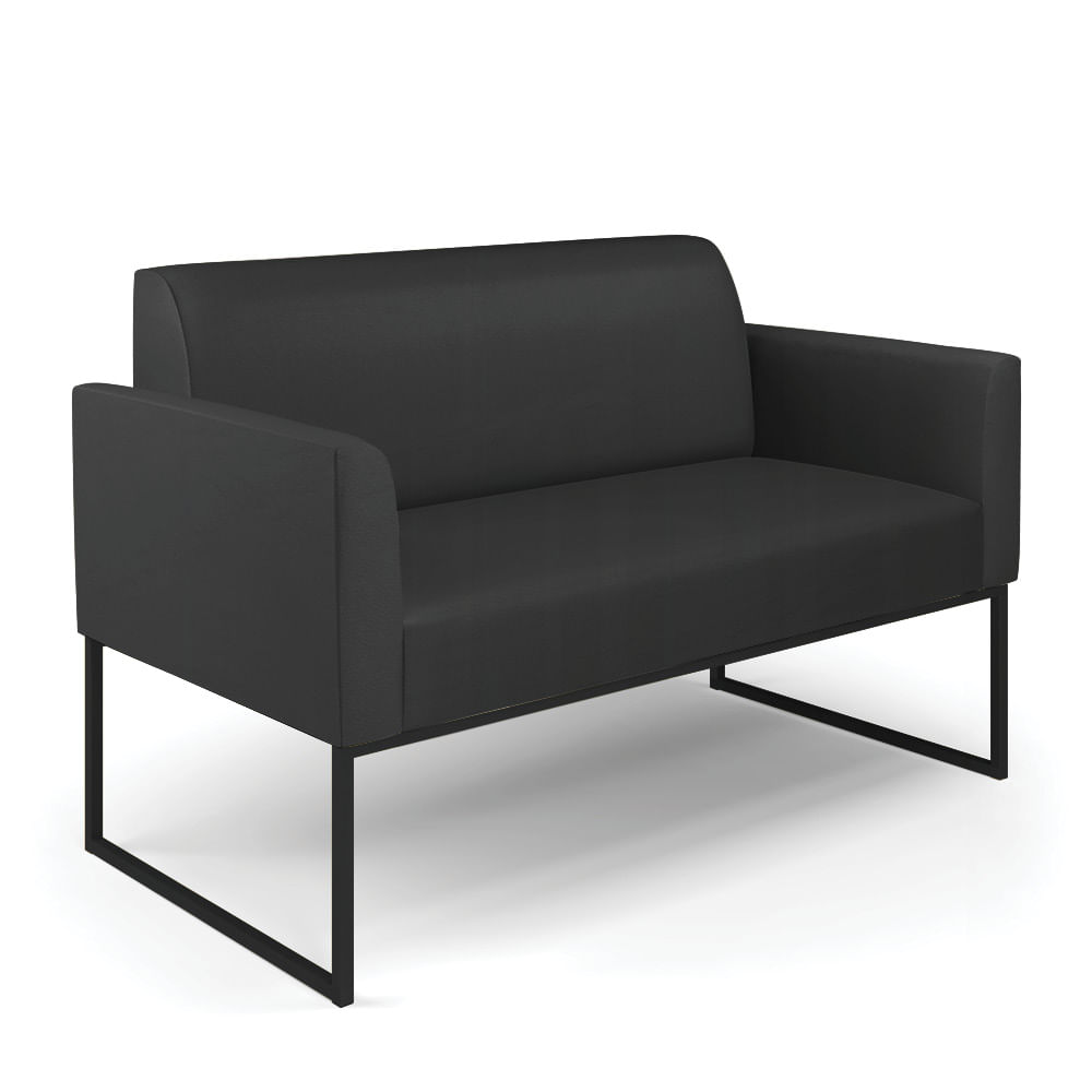 Sofá Namoradeira Base Industrial Preto Marisa Corino Preto D03 - D'Rossi