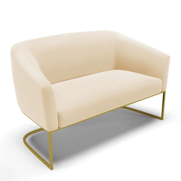 Sof 2 Lugares Namoradeira Industrial Dourado Stella Suede Bege D03 - D'Rossi