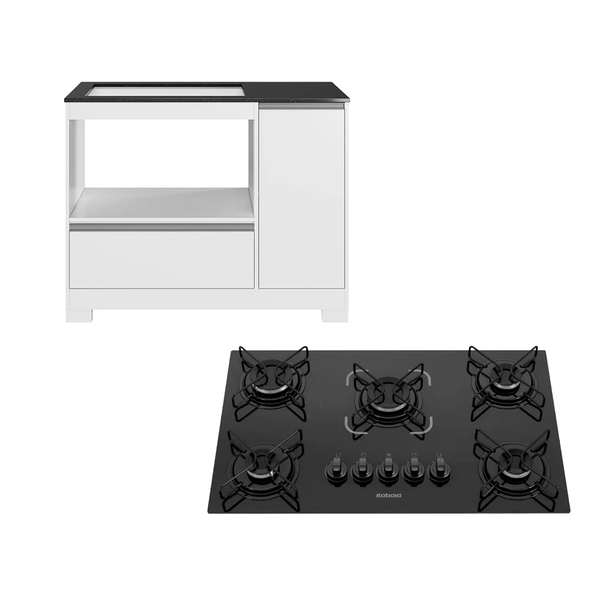 Balcão Notável com Cooktop 5 Bocas Itatiaia Essencial Automático
