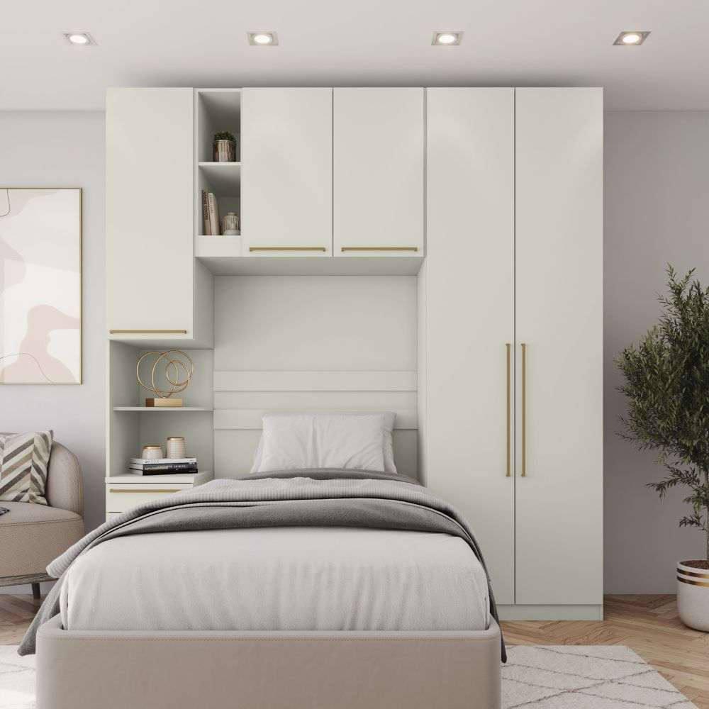 Conjunto Quarto Modulado Solteiro 3 Peças 5 Portas 6 Gavetas Seletto Henn