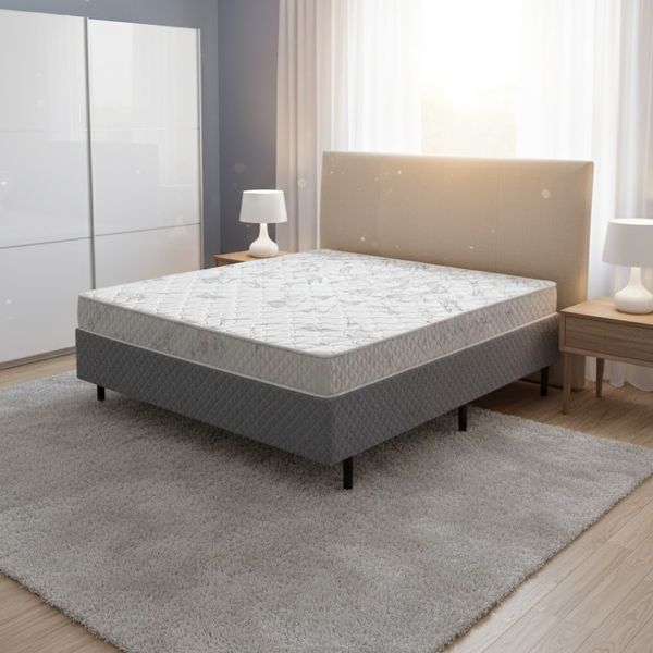 Conjunto Box Casal Ecoflex D23 138 x 188cm Conforto e Qualidade | Cinza